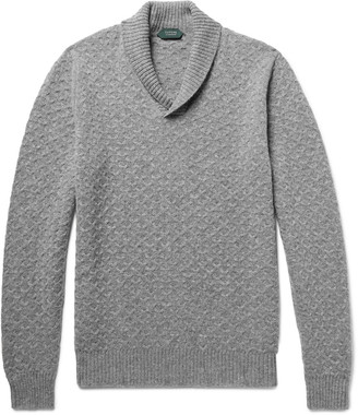 Incotex Shawl-Collar Textured Virgin Wool Sweater