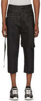 Thumbnail for your product : Rick Owens Black Combo Collapse Cropped Jeans