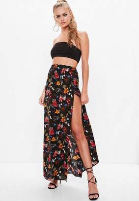 Missguided Crepe Floral Maxi Skirt