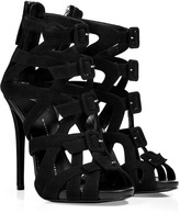 Thumbnail for your product : Giuseppe Zanotti Black Suede Buckled Front Wafer Platform Sandals