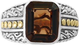 Effy Men's Smoky Quartz Ring (5-3/8 ct. t.w.) in Sterling Silver & 18k Gold