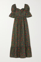 Thumbnail for your product : Agua Bendita Agua by Lima Embroidered Floral-print Linen Maxi Dress - Black
