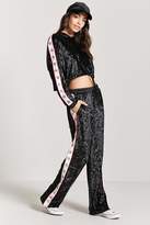 Thumbnail for your product : Forever 21 Crushed Velvet Star-Stripe Track Hoodie