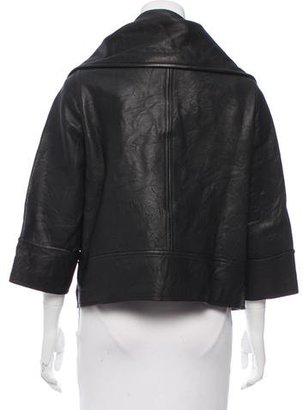 Love Moschino Leather Funnel Collar Jacket