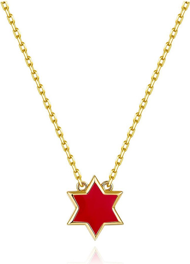 Anna Zuckerman Petit Star of David Necklace in Red