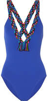 Thumbnail for your product : Eres Mambo Muchacha Fringed Swimsuit - Bright blue