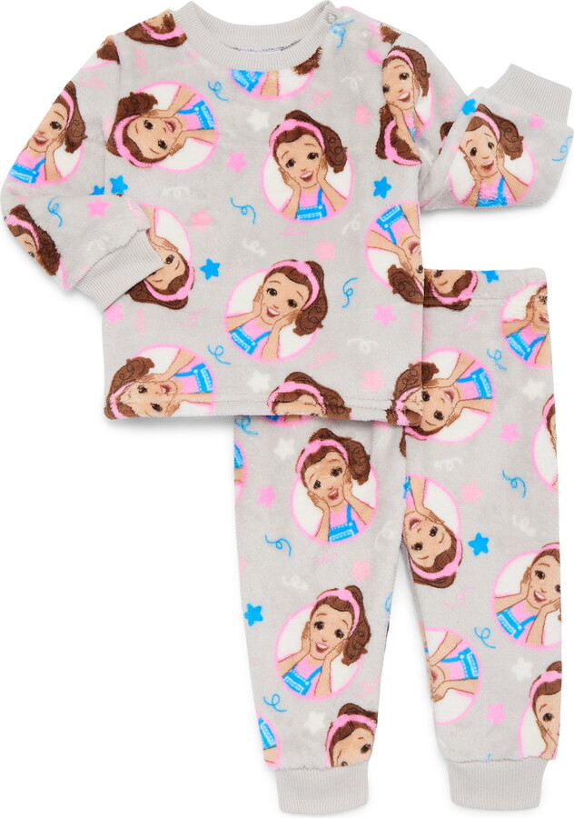 Ms. Rachel Baby Girls Printed Crewneck Sweatshirt and Jogger Pants Set, 2-Piece, Sizes 0/3M-24M