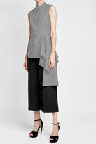 Thumbnail for your product : Alexander McQueen Striped Cotton Sleeveless Shirt with Draped Hem
