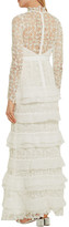 Thumbnail for your product : Self-Portrait Primrose Crepon-trimmed Guipure Lace Gown