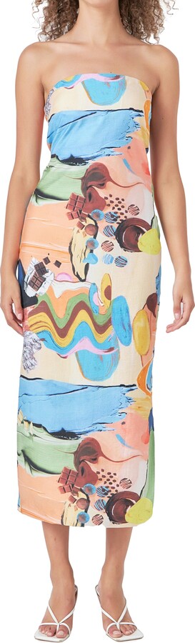 Endless Rose Abstract Print Strapless Dress