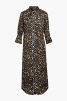 Thumbnail for your product : R 13 Cowboy leopard-print cupro-satin midi shirt dress