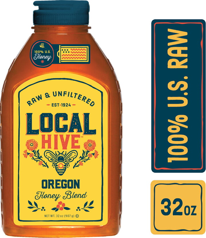 Local Hive, Raw & Unfiltered, 100% U.S. Oregon Honey Blend, 32oz Bottle