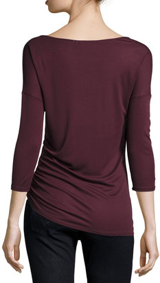 Three Dots Kylie 3/4-Sleeve Ruched Jersey Top