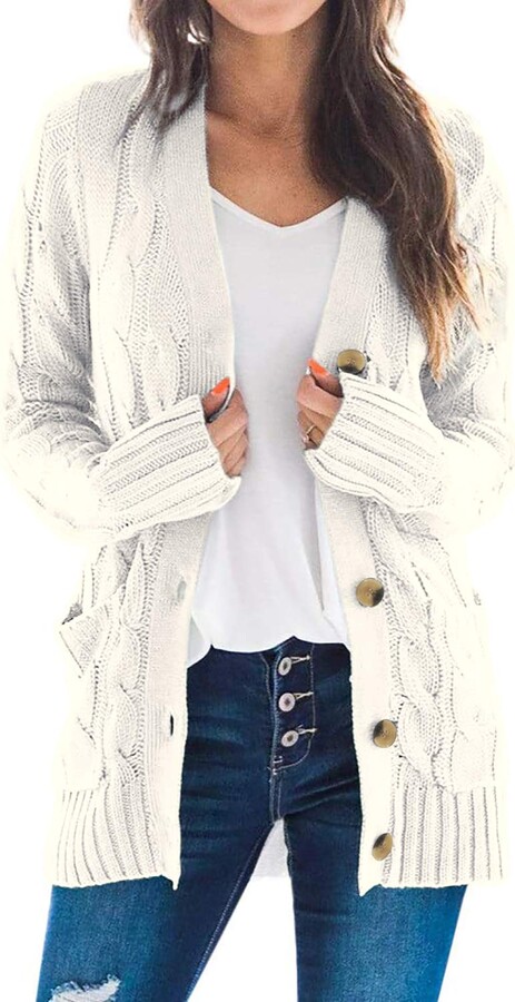mid length white cardigan