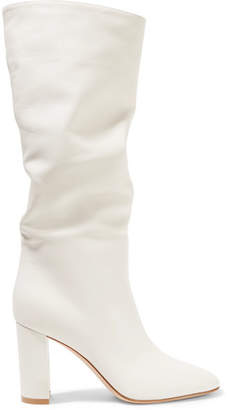 Gianvito Rossi Laura 85 Leather Knee Boots - Off-white