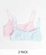 Thumbnail for your product : ASOS DESIGN 2 pack cotton rib bralet in pastels