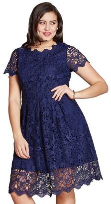 Yumi Curves - Navy Floral Print 'Pacifica' Skater Dress