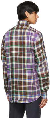 Ralph Lauren Purple Label Purple Linen Plaid Shirt