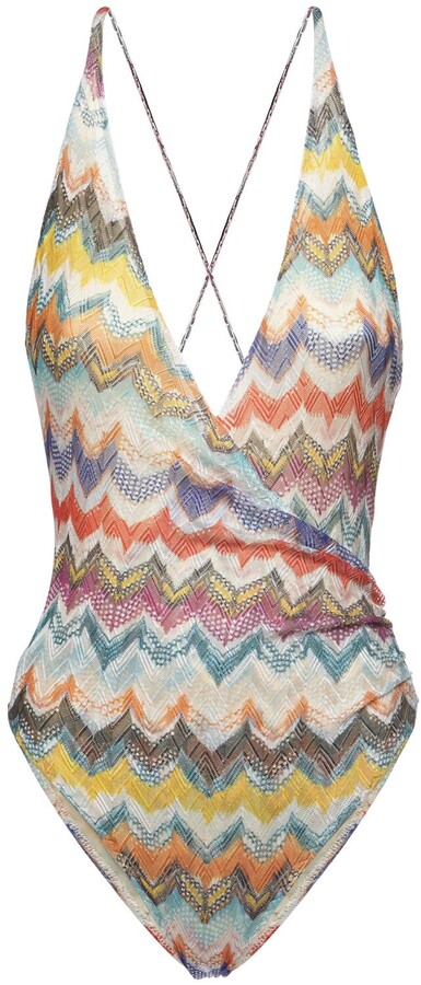 Missoni Printed Deep V Neck One Piece Swimsuit - ShopStyle