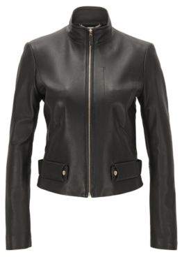 BOSS Lambskin Leather Jacket Sanuvo 4 Black