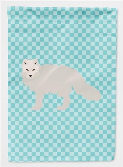 Caroline's Treasures BB8051CHF White Arctic Fox Blue Check Flag Canvas House Size , Large, multicolor