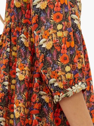 Muzungu Sisters - Touba Embroidered Floral-print Silk Dress - Orange Multi