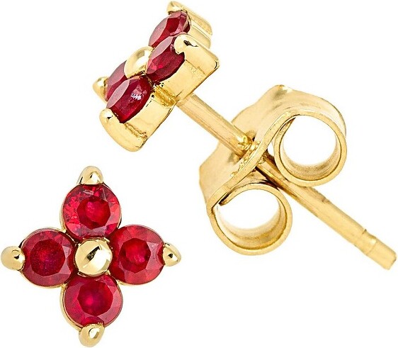Jewelry Avalanche JewelryAvalancheWomens14KGold0.24ctwRuby4-StoneStudEarringsYellowGold