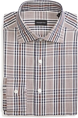Ermenegildo Zegna Classic Fit Plaid Cotton & Linen Button-Up Shirt