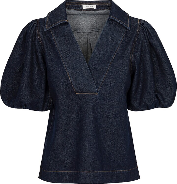 Women's Gabrielle Denim Blouse - Deep Sea Wash - Size XS