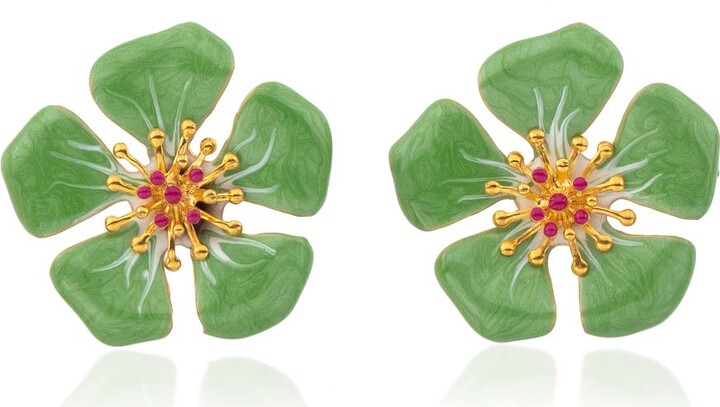 Milou Jewelry Light Green Primrose Flower Earrings