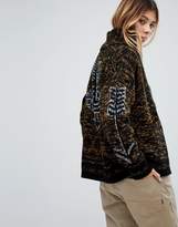 Thumbnail for your product : Obey Oversized Zip Up Knitted Jumper With Wings Design