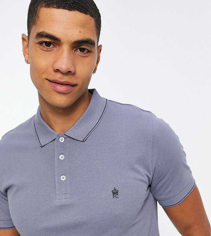 French Connection Tall single tipped pique polo in light blue - ShopStyle