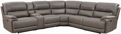 Benjara Chern Power Motion Recliner Sectional Sofa 2 Cupholder Brown 120 Inch