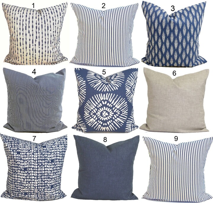 Blue Throw Pillow Covers, Tan Cover, Covers For, , Inserts, All
