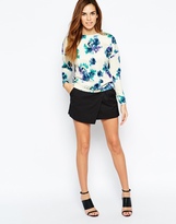 Thumbnail for your product : Warehouse Blurred Floral Print Long Sleeve Top