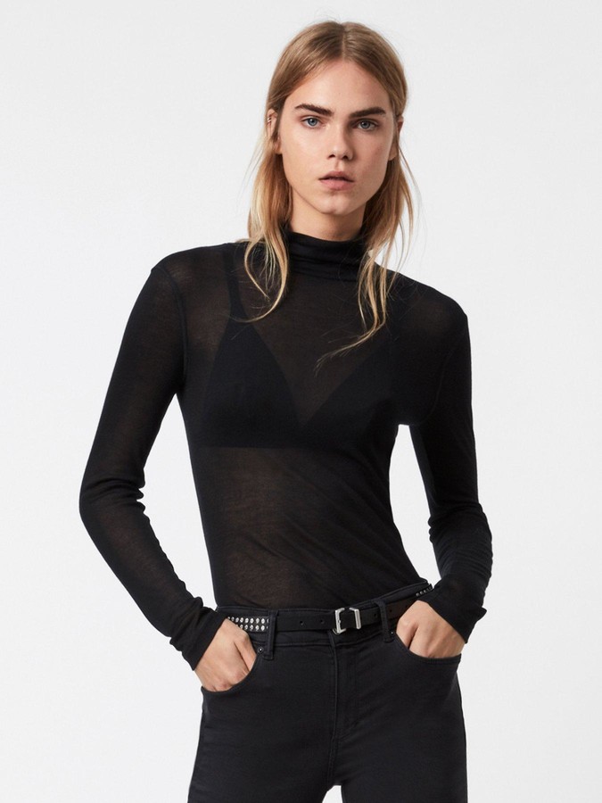 Sheer black polo neck Clearance