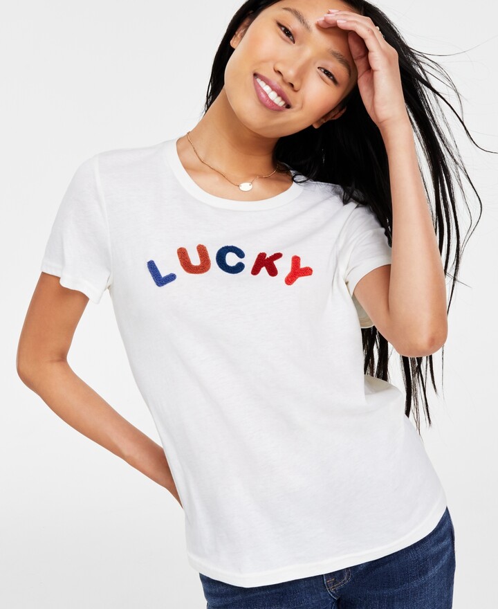 Lucky Brand Women's Lucky Multi-Logo Classic Crewneck T-Shirt - ShopStyle