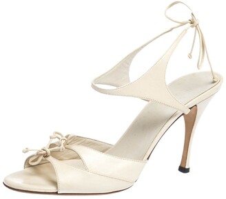 Gucci Cream Leather Open Toe Ankle Strap Sandals Size 39