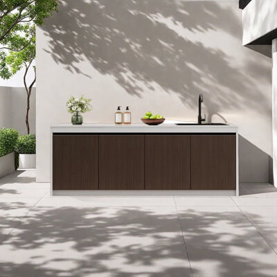 MAJBIT All-Weather Aluminum Wash Basin with Stone Counter