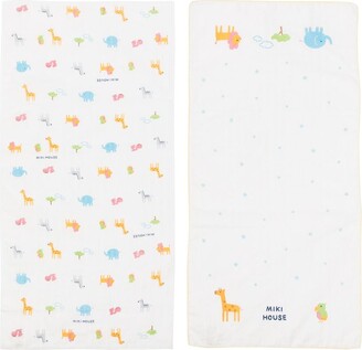 Mikihouse Animal-Print Motif Two-Piece Towel Set