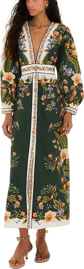 Farm Rio Nature Green Linen Maxi Dress