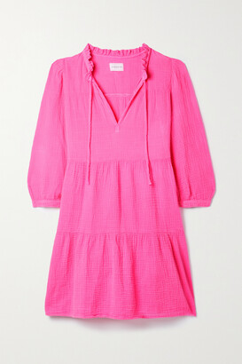 HONORINE Giselle Ruffled Tiered Cotton-seersucker Mini Dress - Pink