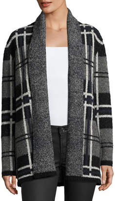 Soft Joie Shyah Plaid Open-Front Cardigan Sweater, Gray