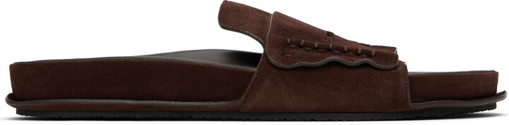Jacquemus Brown Suede Loafer Sandals