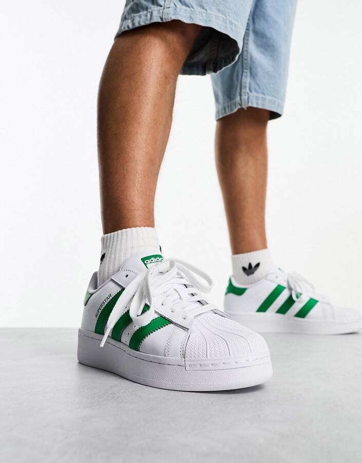 adidas Superstar XLG trainers in future white/green - ShopStyle