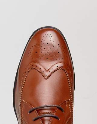 ASOS Brogue Shoes In Faux Tan Leather