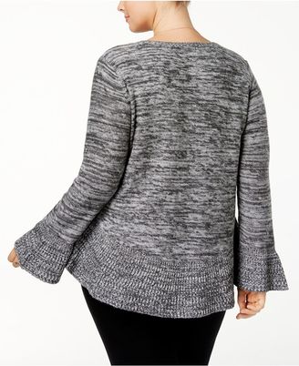 Style&Co. Style & Co Plus Size Marled Ruffled Sweater, Created for Macy's