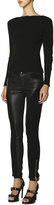 Thumbnail for your product : Emilio Pucci Leather Panel Zip Ankle Leggings, Nero (Black)