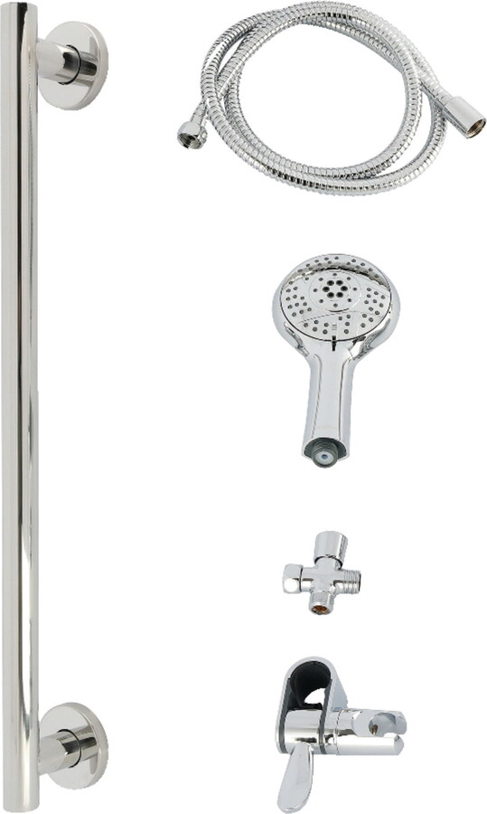 Kingston Brass KAK1541D Made to Match Shower System with Slide/Grab Bar and Hand Shower, Chrome