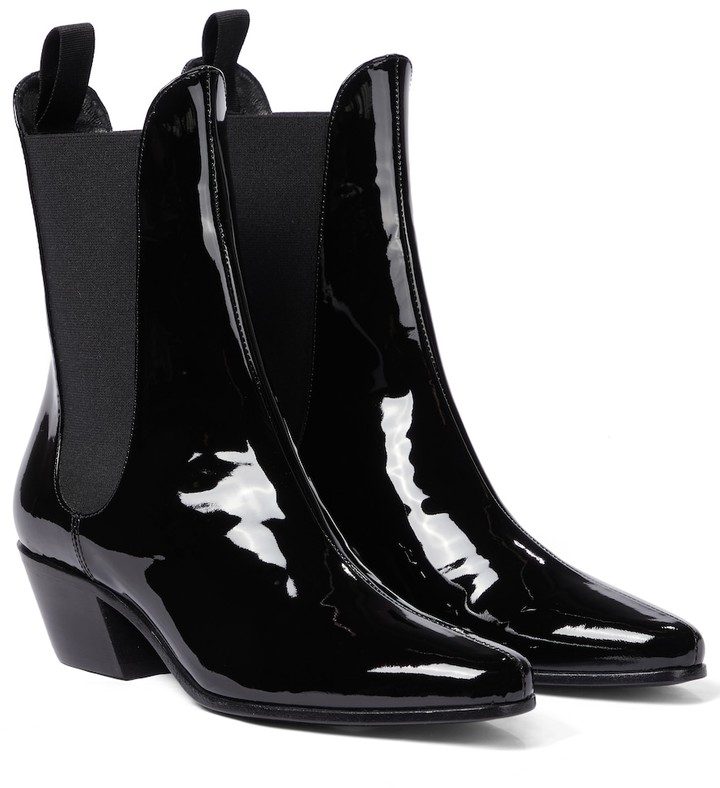 KHAITE Saratoga patent leather ankle boots - ShopStyle